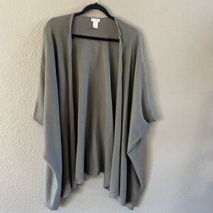 Pure Jill Cardigan Womens S/M Green Wrap Poncho Cape Open Front Lagenlook